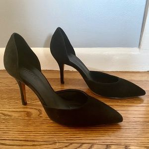 Vince “Celeste” Pointed Toe D’Orsay Pump - Black Suede